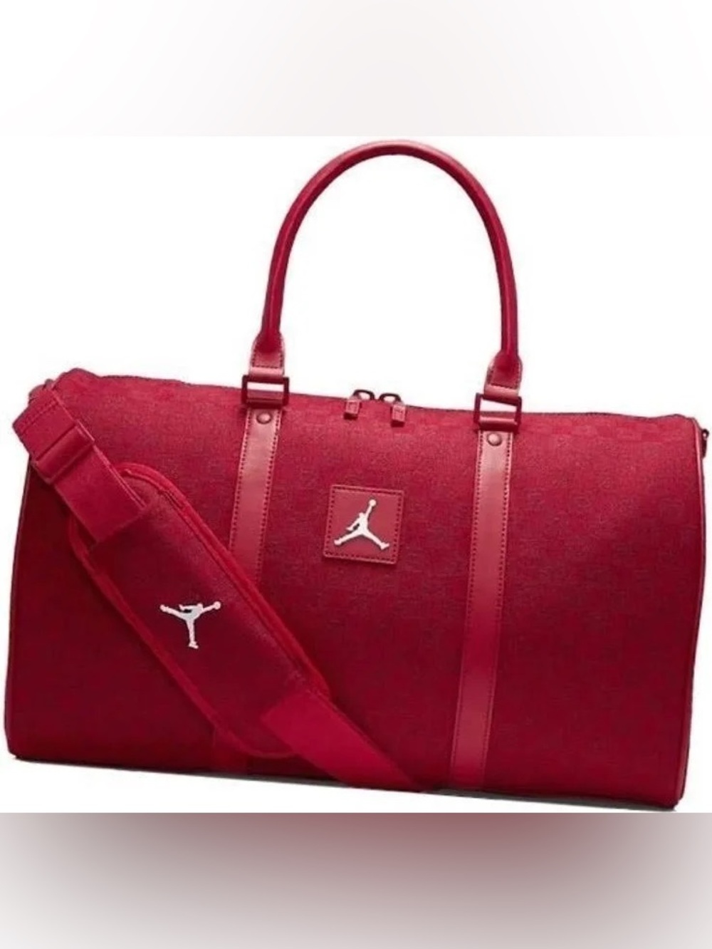 Jordan Red Monogram Travel Duffel Bag - Sporty Weekend Bag SS23 NWT